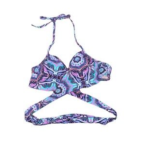 Victoria Secret Paisley Print pink and purple Twist Bathing Suit Top